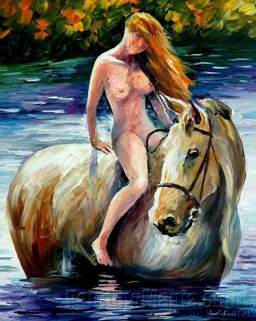 naked women and horses